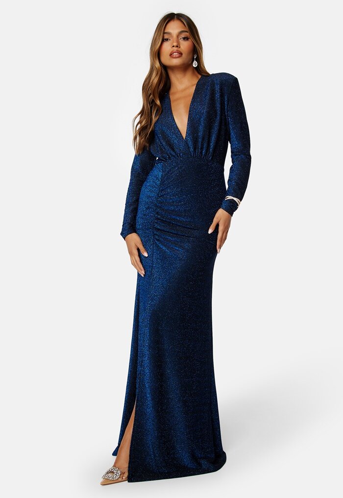 Bubbleroom Occasion Sparkling Ruched Slit Gown