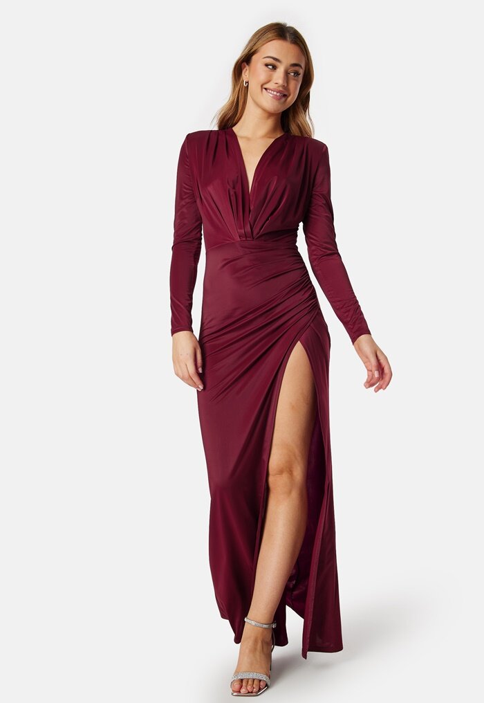 Bubbleroom Occasion Slit V-neck stretchy gown