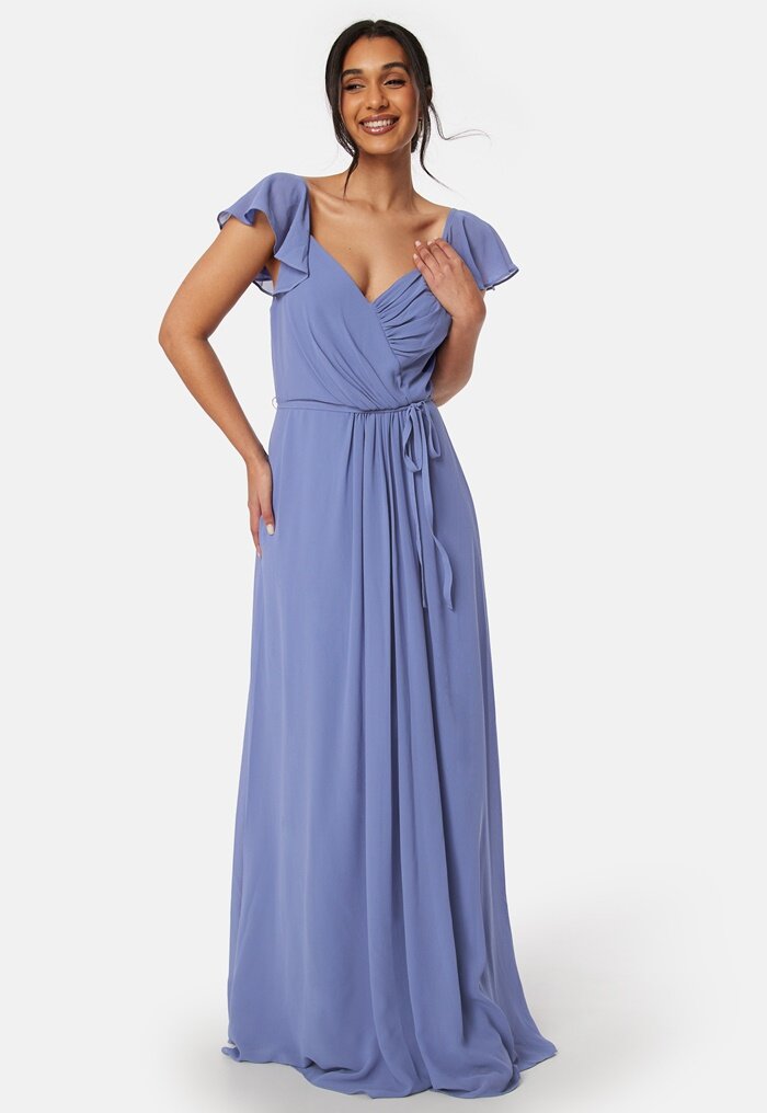 Bubbleroom Occasion Butterfly Sleeve Draped Chiffon Gown