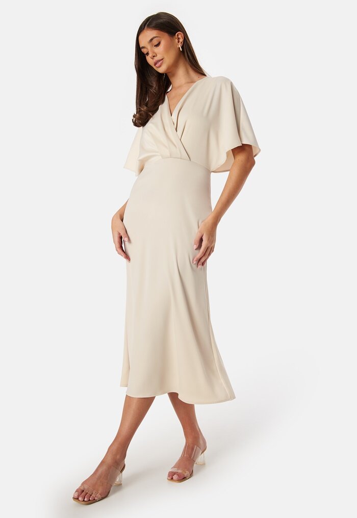 Bubbleroom Occasion Wrap Satin Midi Dress