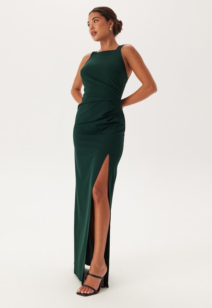 Bubbleroom Occasion Square Neck Slit Maxi Dress