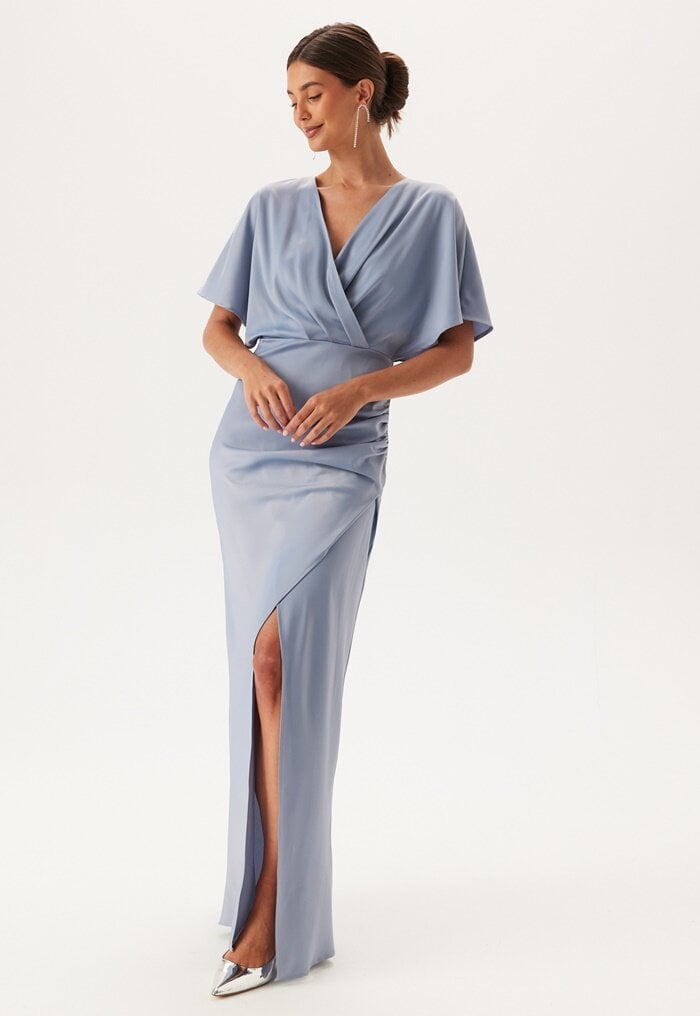 Bubbleroom Occasion Wrap Satin Gown