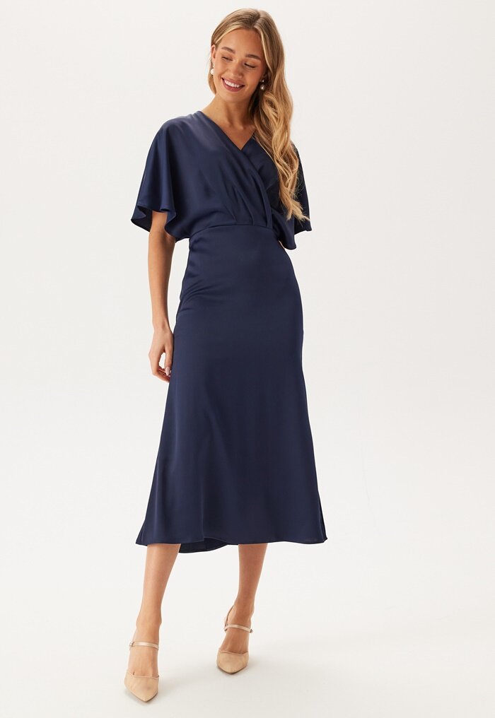 Bubbleroom Occasion Wrap Satin Midi Dress