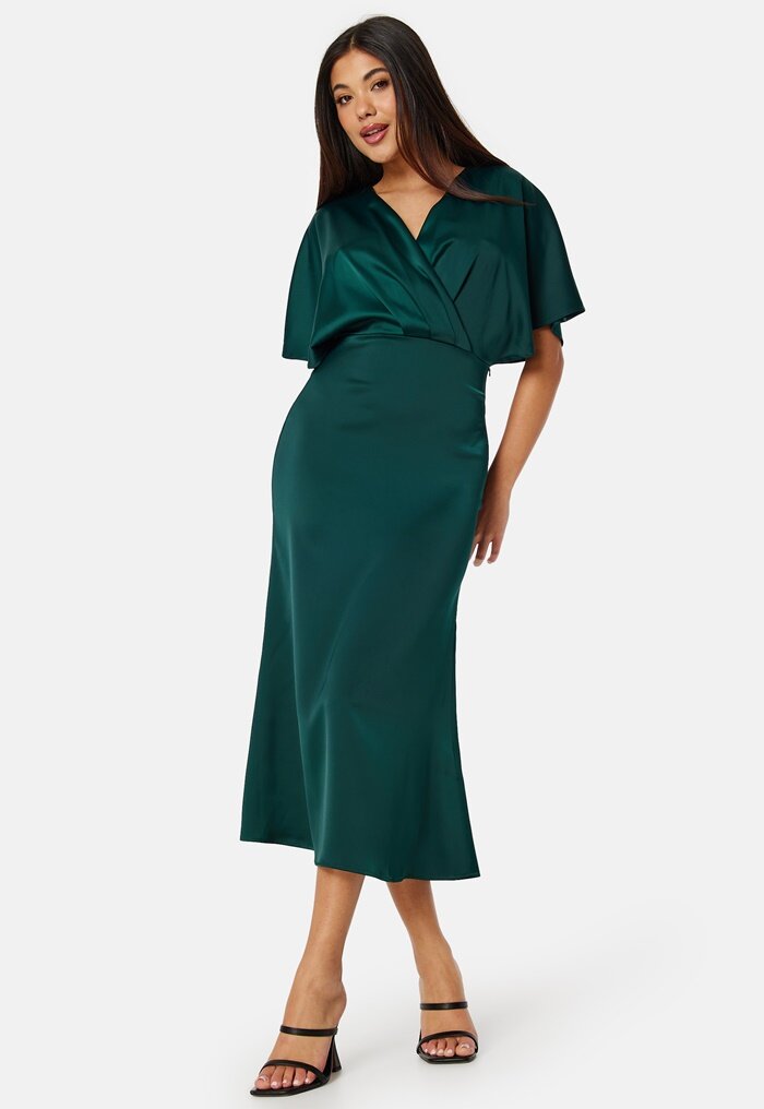 Bubbleroom Occasion Wrap Satin Midi Dress