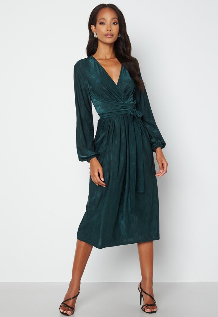 Bubbleroom Occasion Wrap Tie Midi Dress