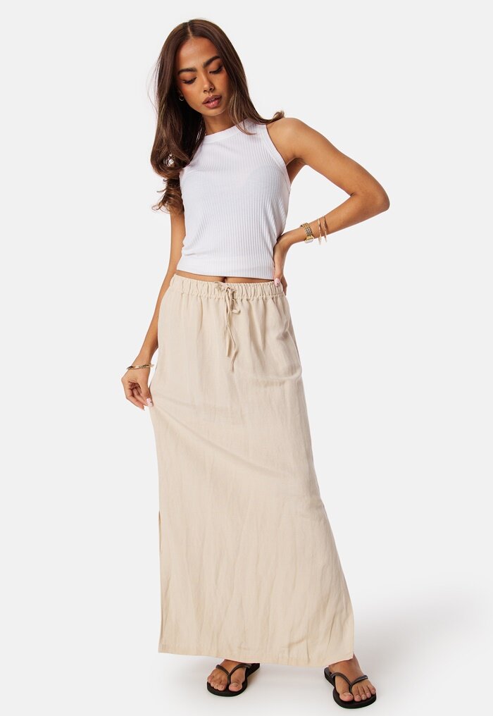 BUBBLEROOM Linen Blend Maxi Skirt