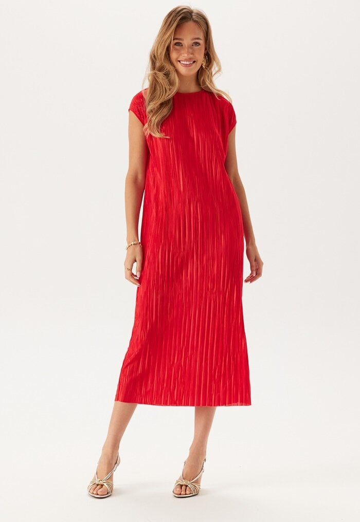 BUBBLEROOM Pleated Cap Sleeve Dress