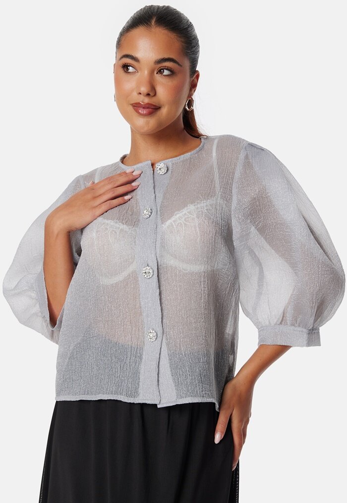 BUBBLEROOM Puff Sleeve Organza Blouse