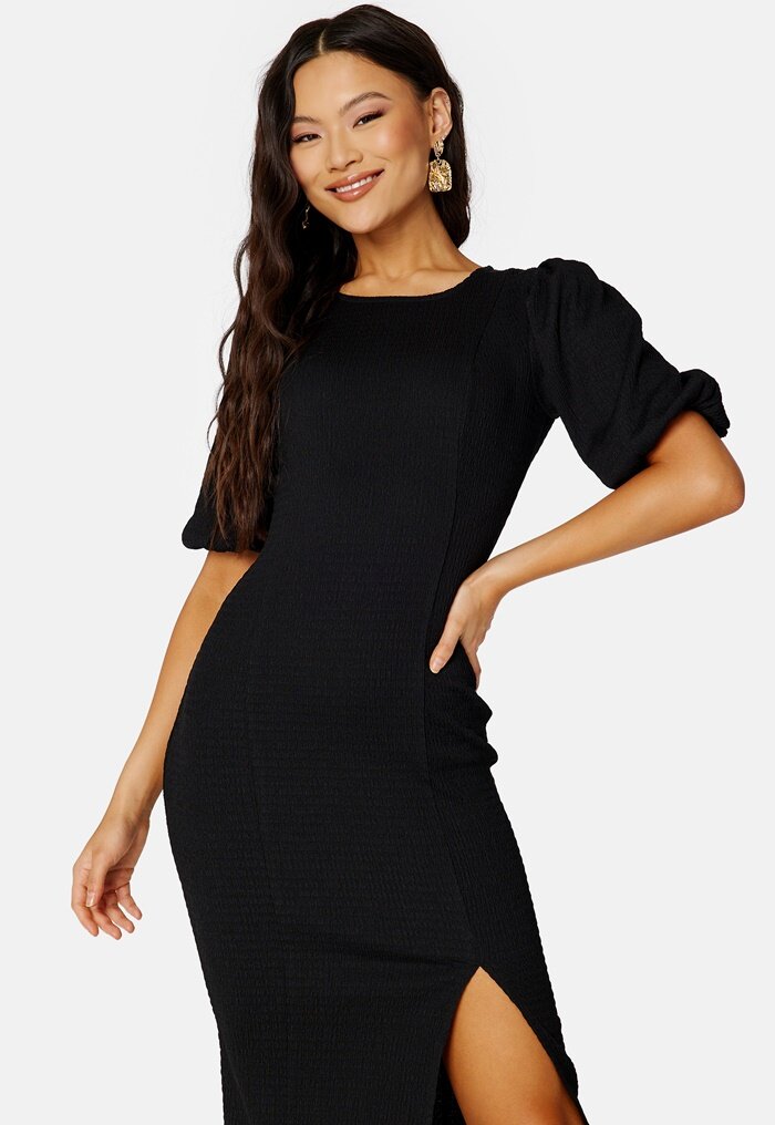 BUBBLEROOM Puff Sleeve Slit Dress