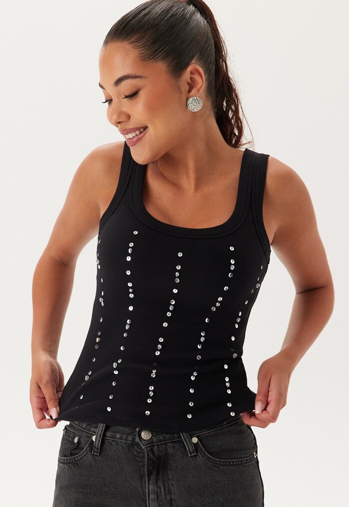 BUBBLEROOM Rhinestone Rib Top