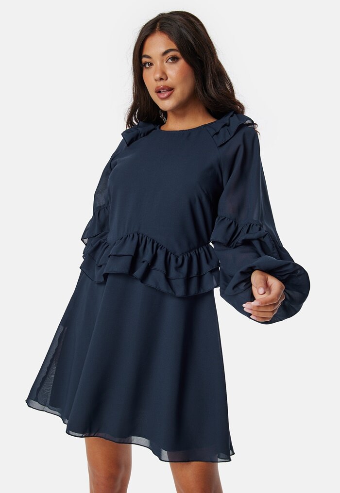 BUBBLEROOM Round Neck Short Frill Dress