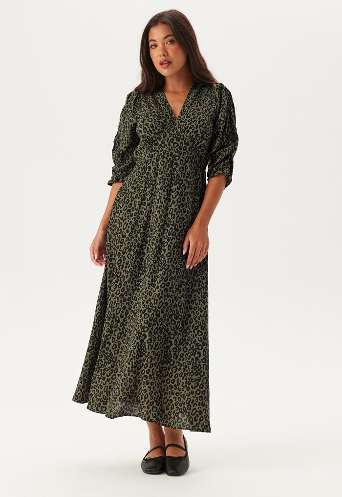 BUBBLEROOM Ruched Sleeve Midi Dress 