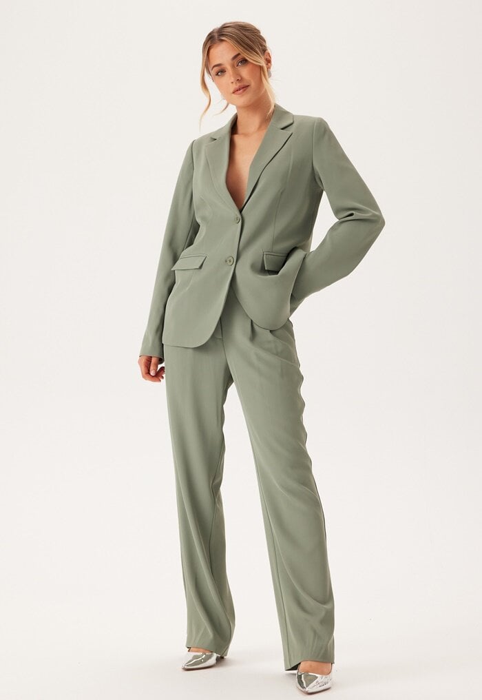 BUBBLEROOM Straight Leg Pleated Suit Pants 