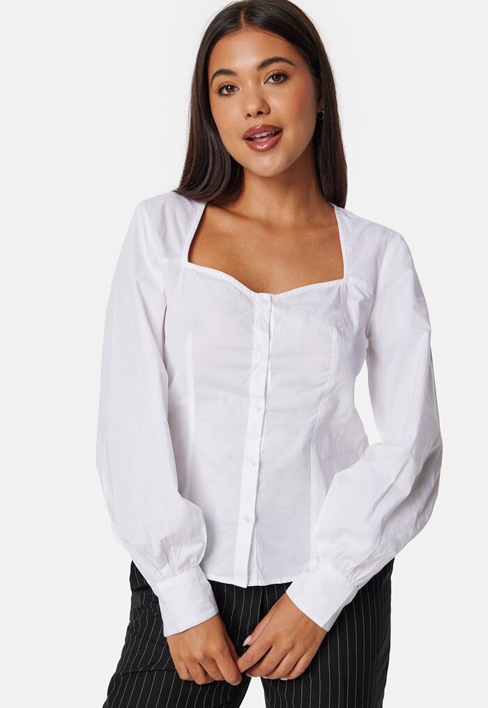 BUBBLEROOM Sweetheart Neck Poplin Shirt