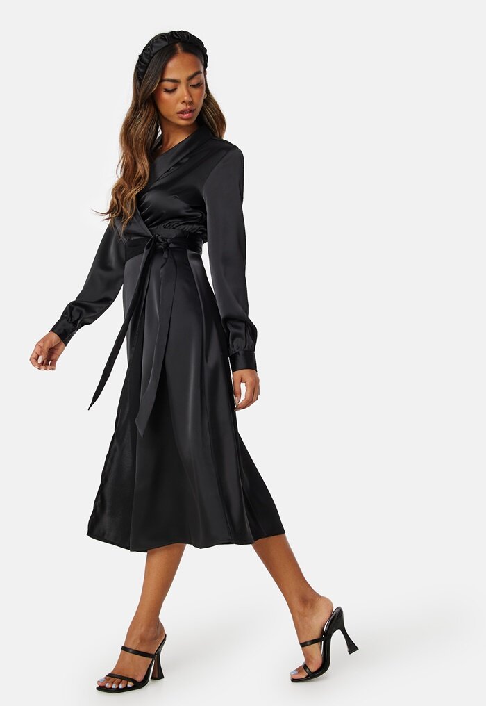 BUBBLEROOM Terilee Satin Wrap Dress