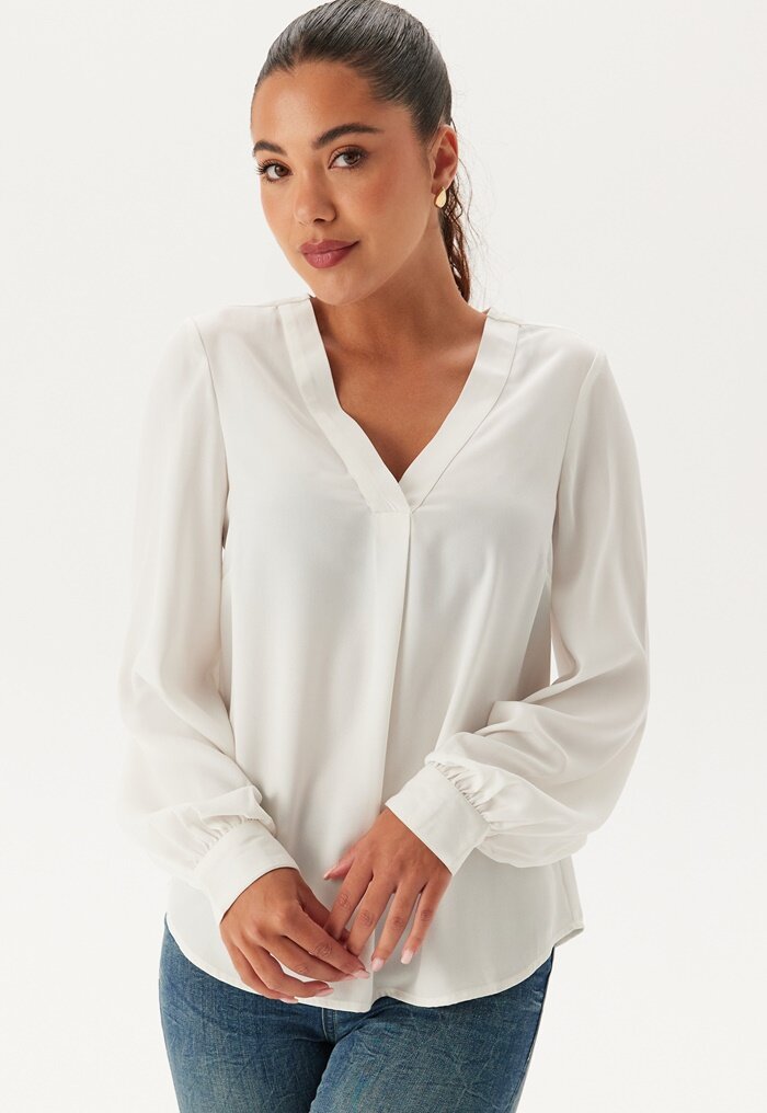 BUBBLEROOM V-neck Front Pleat Blouse