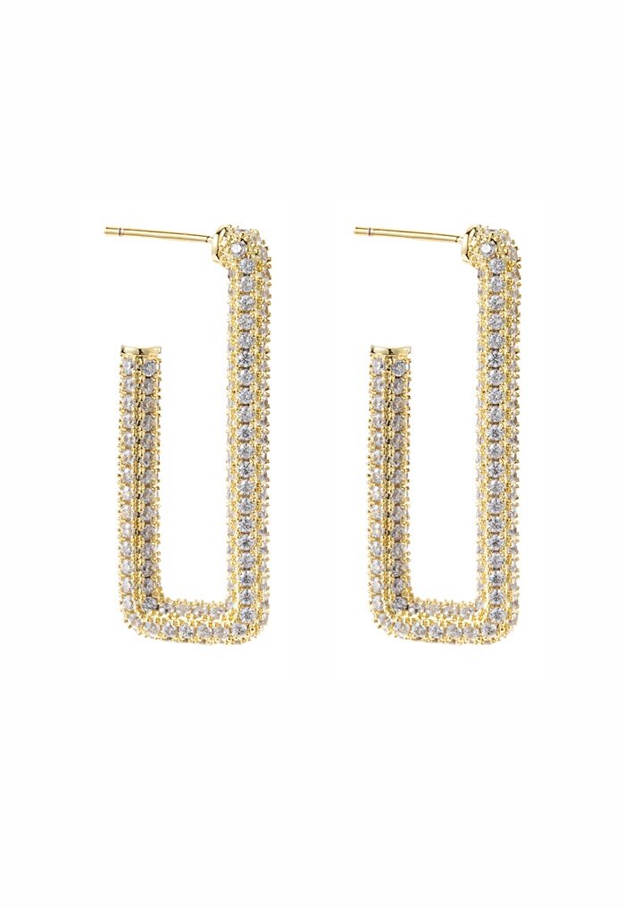 BY JOLIMA Monaco Rectangle Hoops Crystal