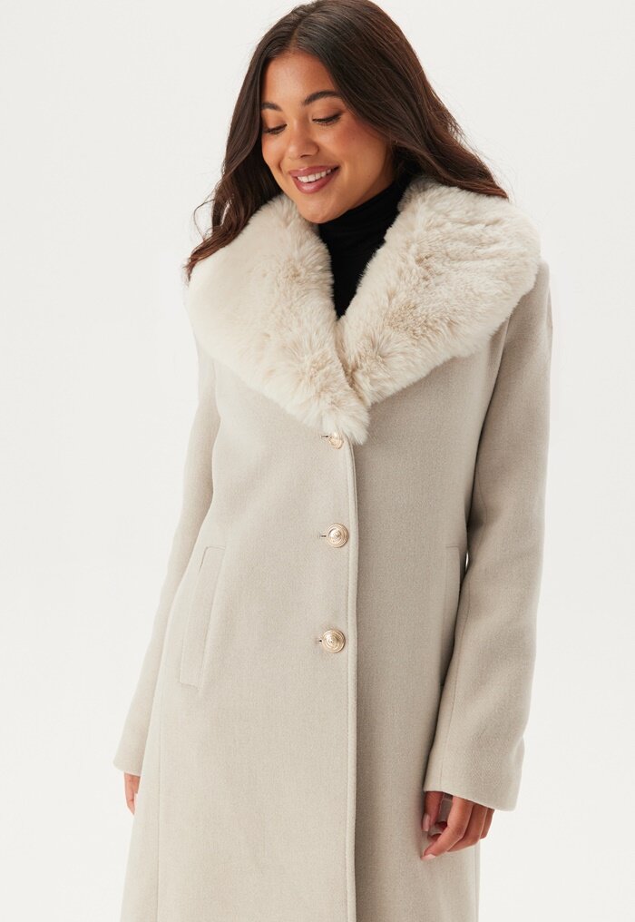 Chiara Forthi Fur Collar Wool Blend Coat