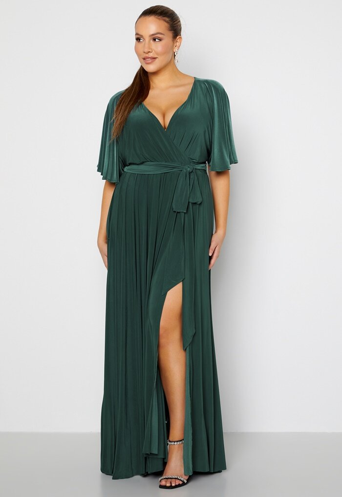 Goddiva Curve Flutter Sleeve Maxi Dress