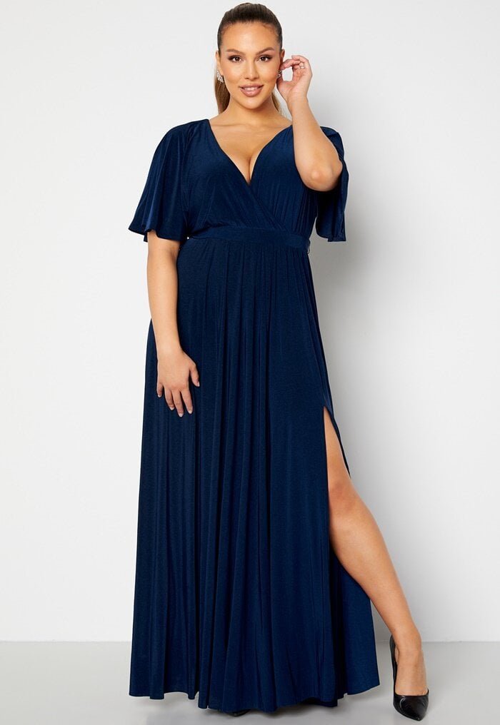 Goddiva Curve Flutter Sleeve Maxi Dress