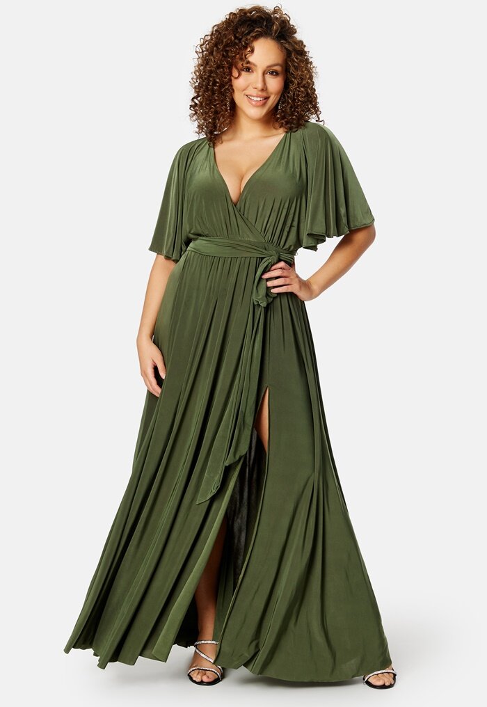 Goddiva Curve Flutter Sleeve Maxi Dress