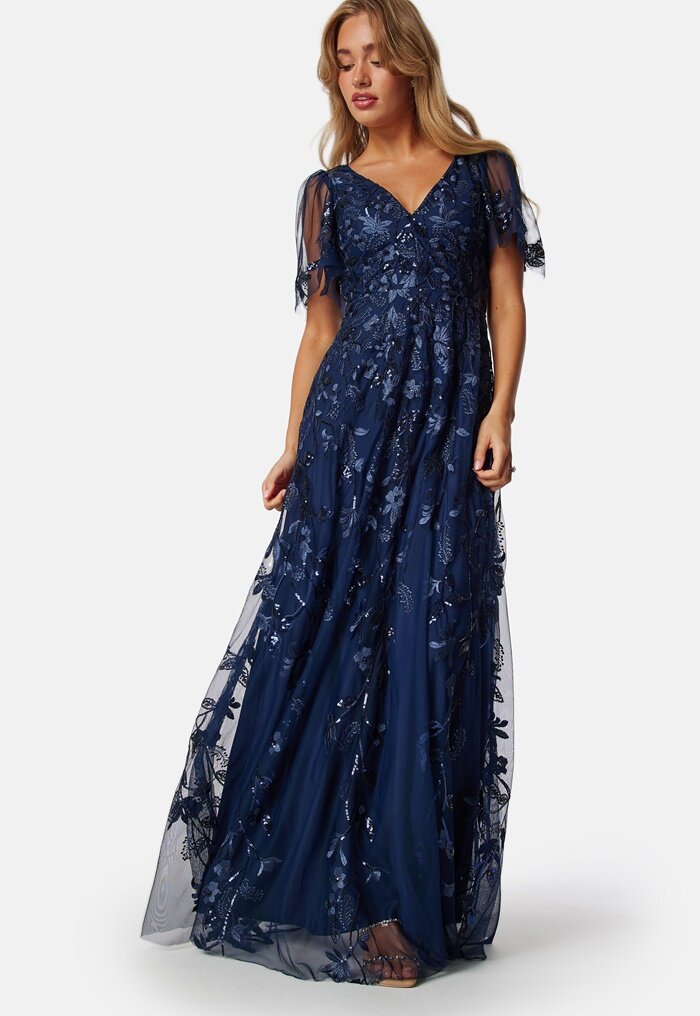 Goddiva Embroidered Flutter Maxi Dress