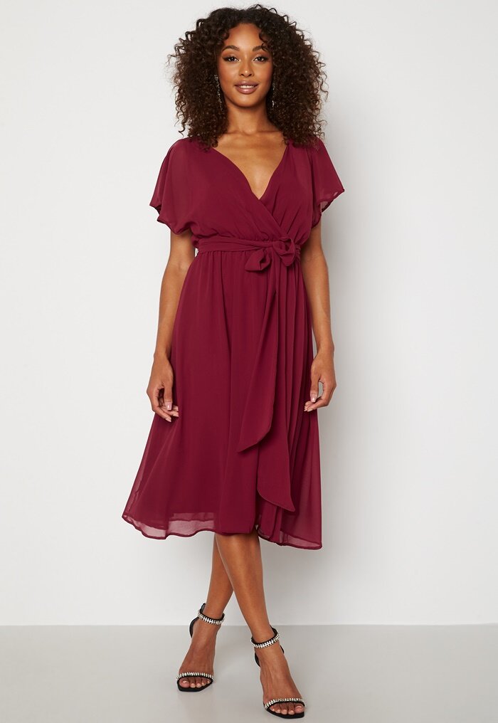 Goddiva Flutter Chiffon Midi Dress