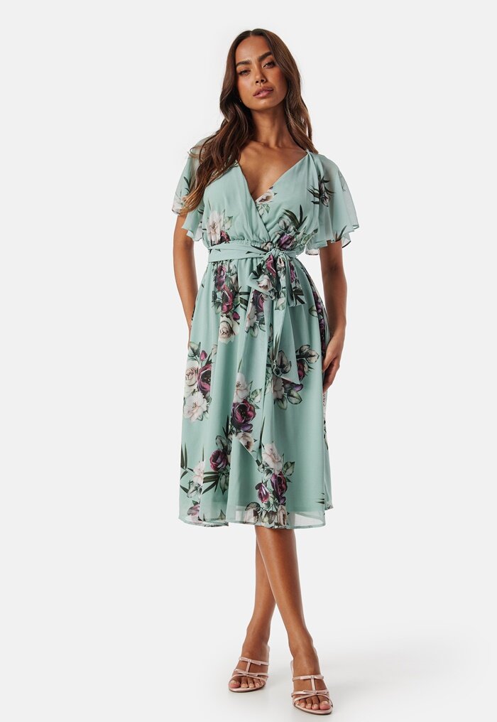 Goddiva Flutter Floral Midi Dress