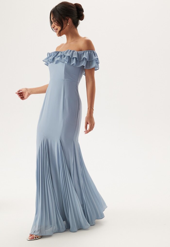 Goddiva Frilly Chiffon Off Shoulder Ma