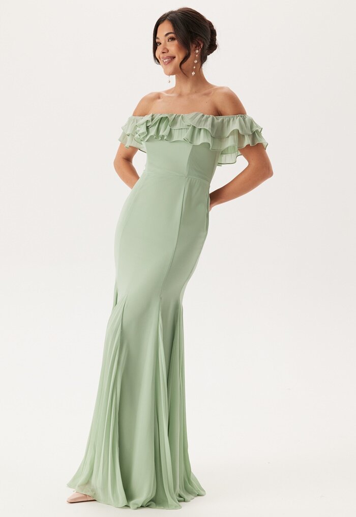 Goddiva Frilly Chiffon Off Shoulder Ma