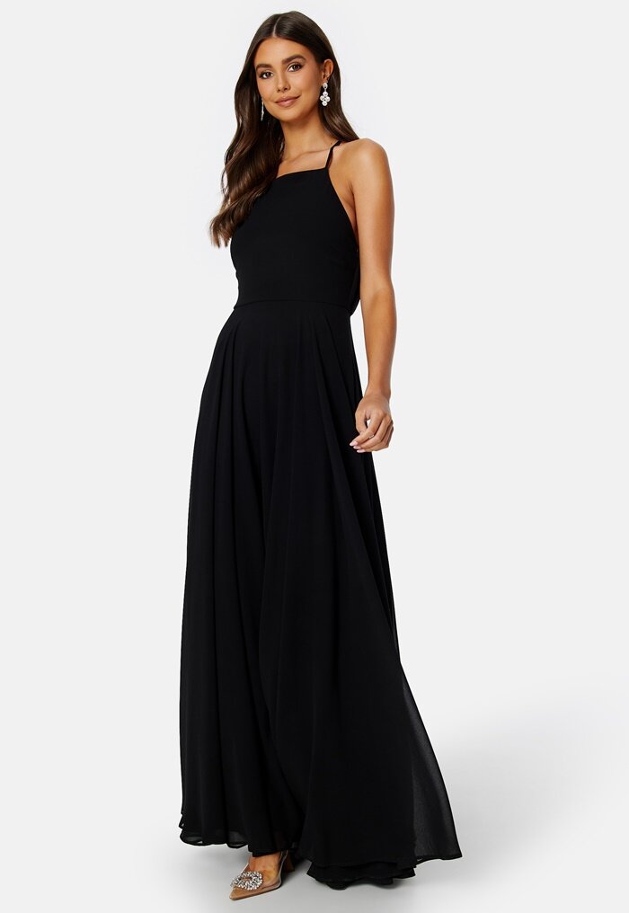 Goddiva High Neck Chiffon Maxi Dress