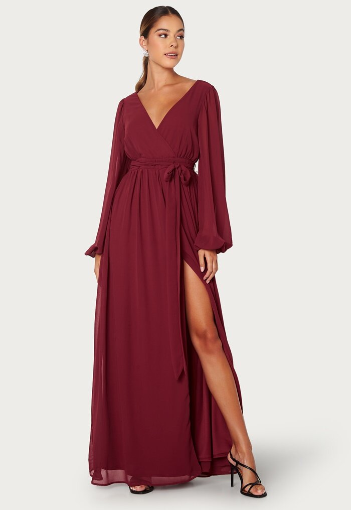 Goddiva Long Sleeve Chiffon Dress