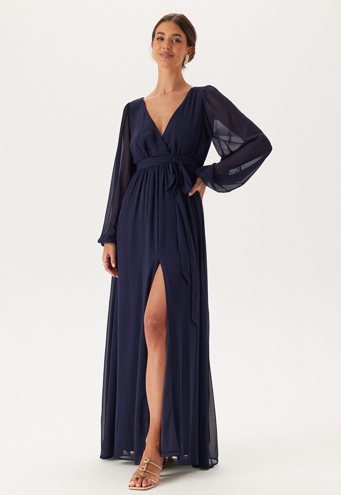 Goddiva Long Sleeve Chiffon Dress