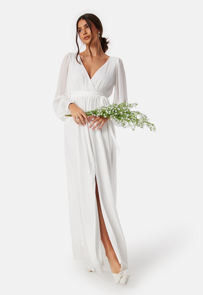 Goddiva Long Sleeve Chiffon Maxi Dress