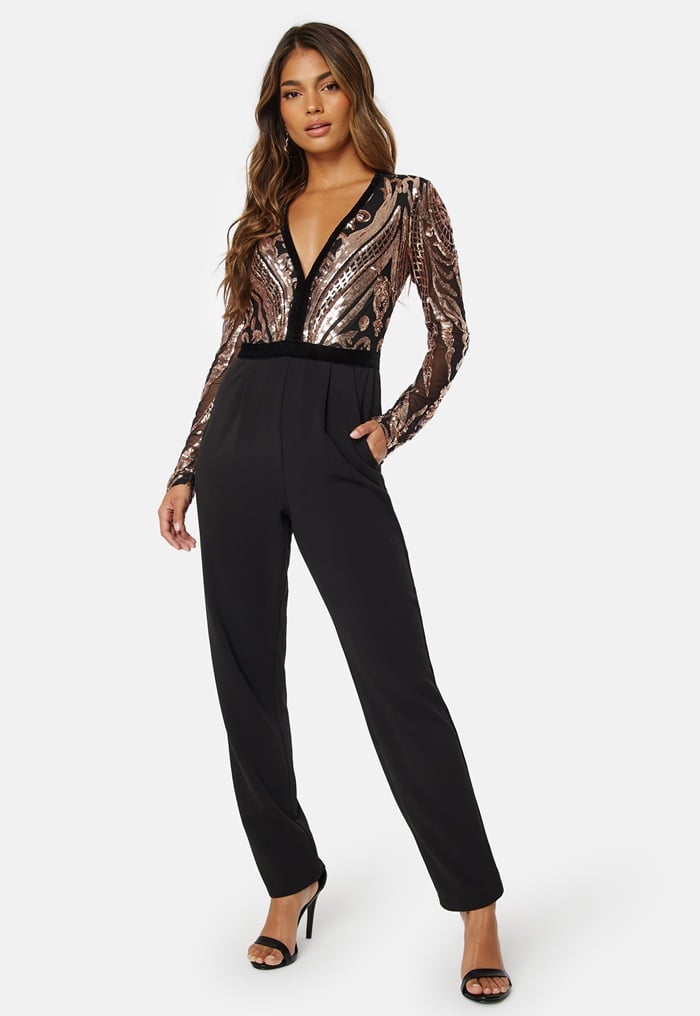 Goddiva Sequin Bodice Jumpsuit