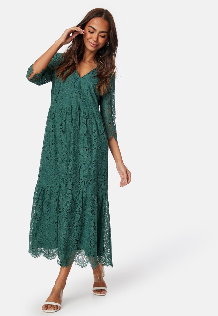 Happy Holly V-neck Lace Midi Dress