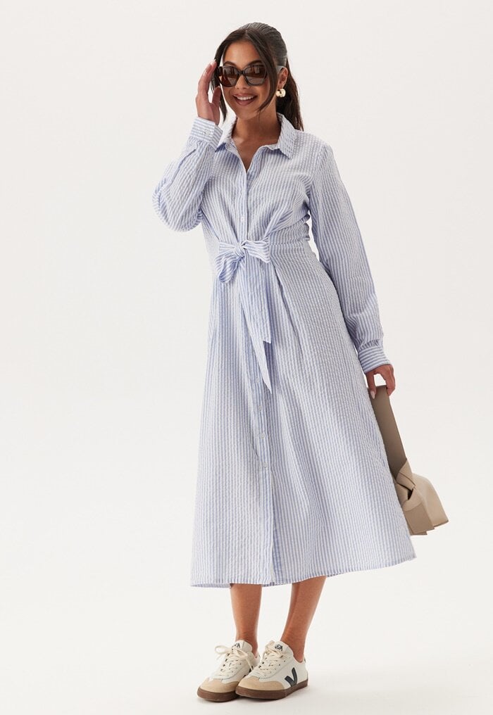 Happy Holly Tie Detail Cotton Shirt Dress