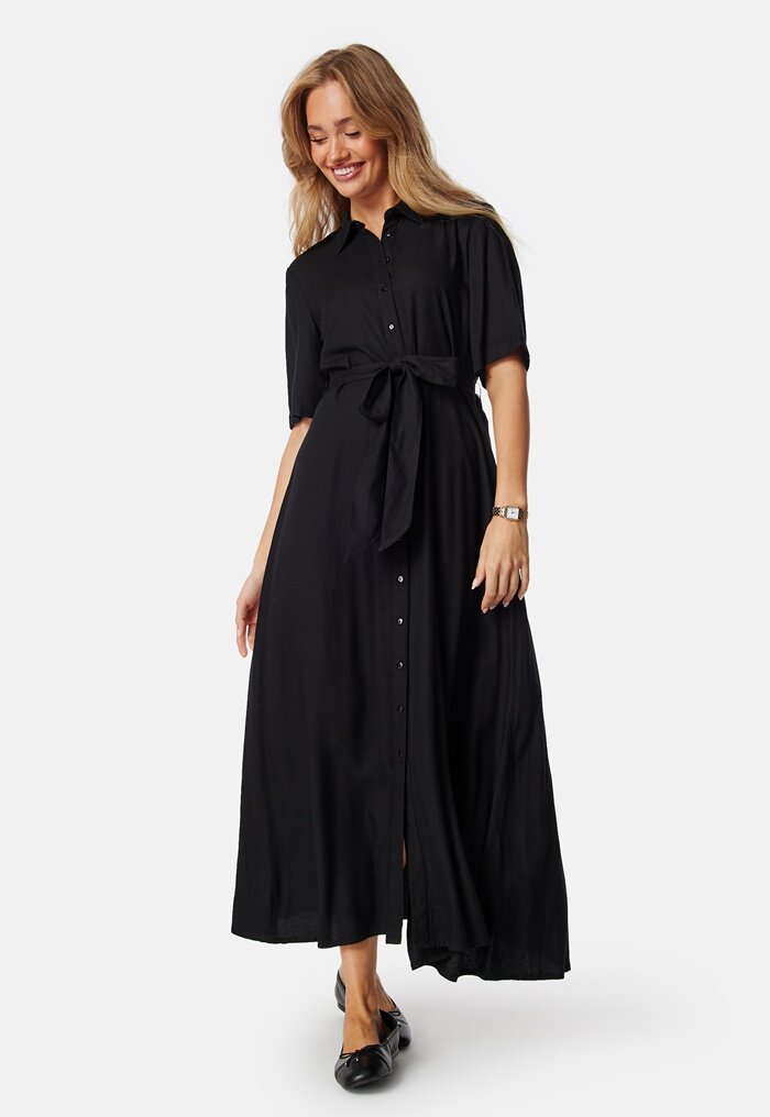 Happy Holly Viscose Belted Shirt Dress