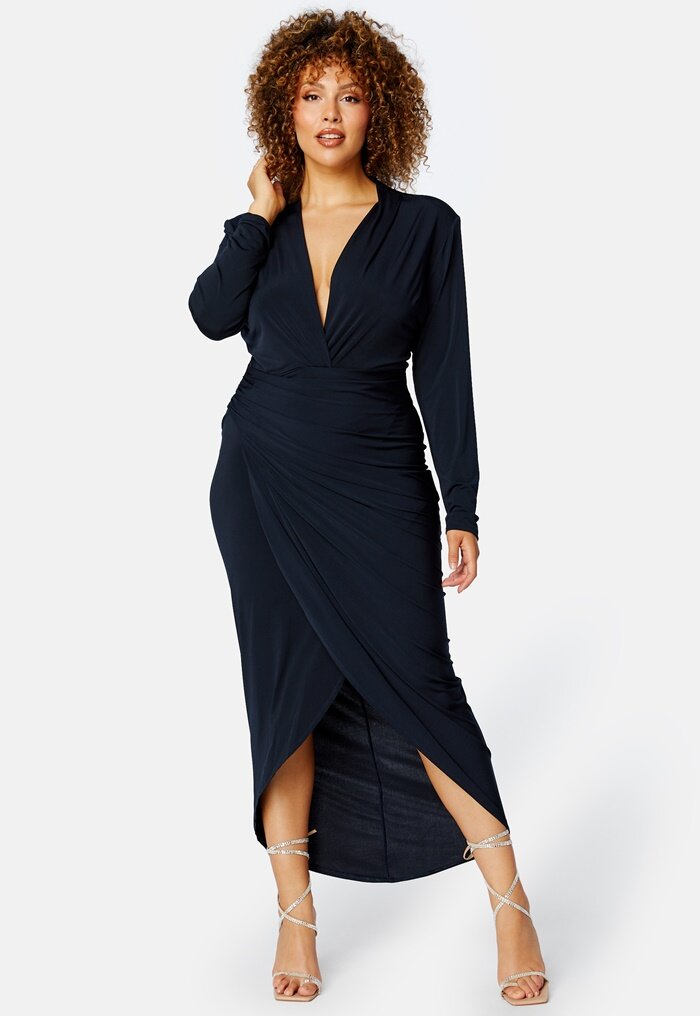 John Zack Curve Long Sleeve Rouch Curve Dress