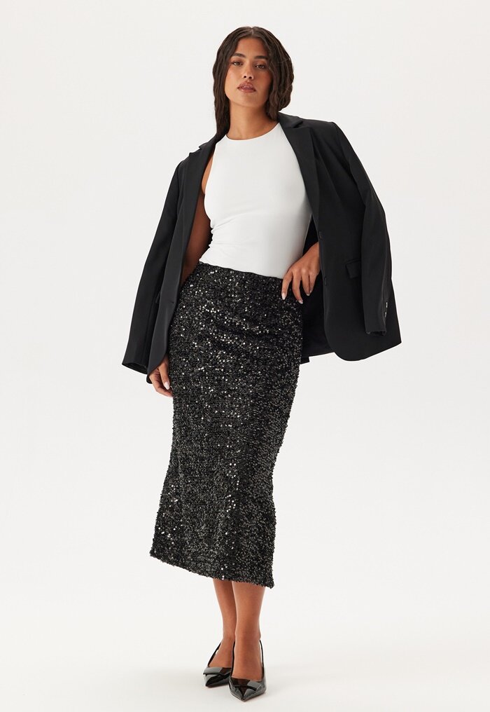 Pieces Pcserena Sequin Hw Midi Skirt