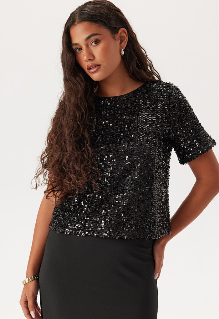 Pieces Pcserena Sequin Ss O-neck Top