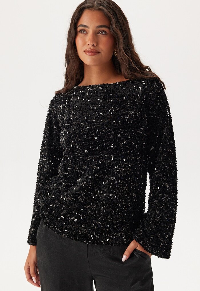 VILA Vifaith Boat Neck L/S SEQUIN T