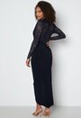 Lace Bodice Long Sleeve Rouch Dress