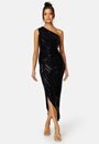 Sequin One Shoulder Sleeve Rouch Dress